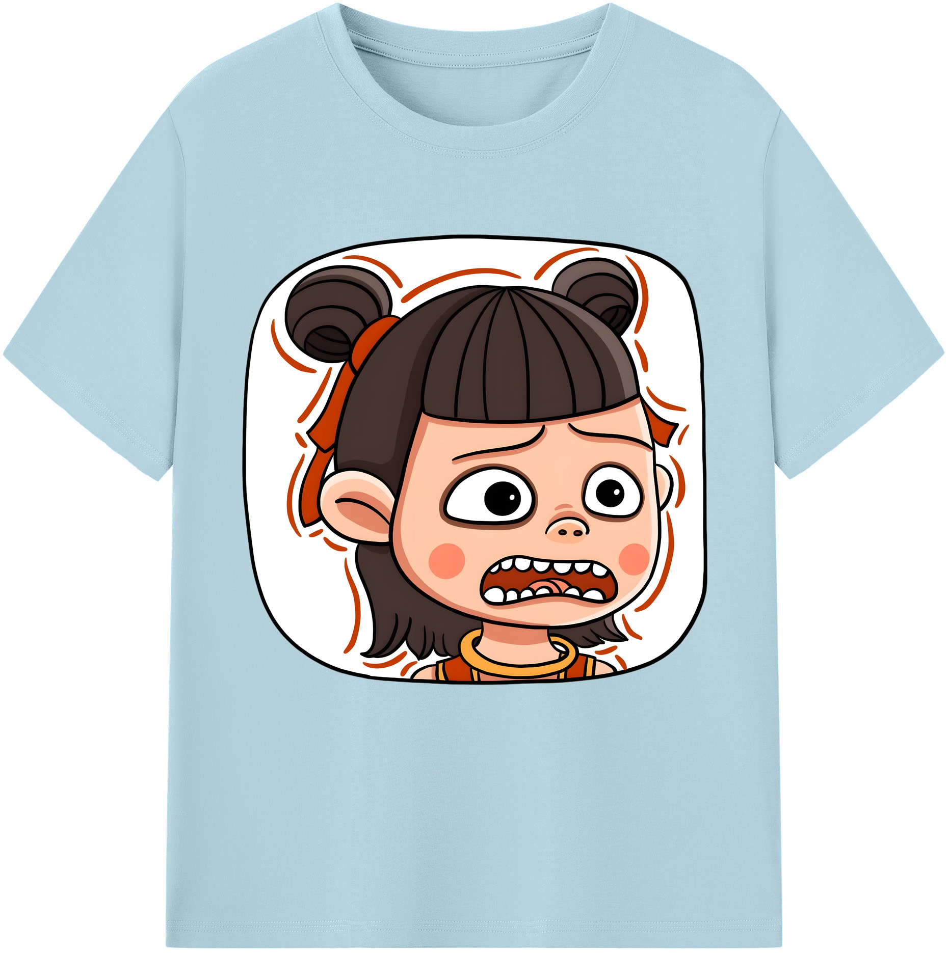 （画像用） Ne Zha 2 ナタ 魔童の大暴れ 綿100％半袖Tシャツ（フロントプリント）
